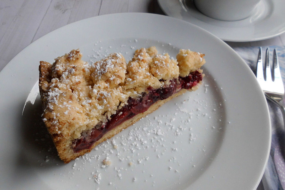 Kirsch-Himbeer-Kuchen mit Kokosstreuseln