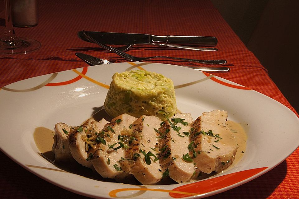 Zitronenhuhn mit Lauchflan Zitronenhuhn mit Lauchflan