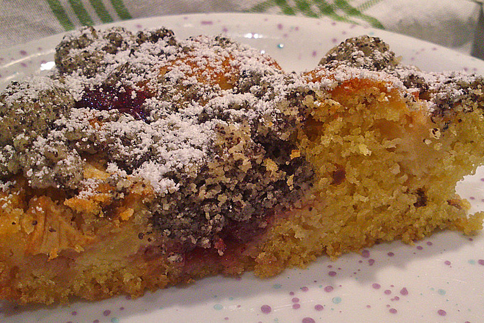 Apfel-Birnen-Kuchen mit Mohnstreusel