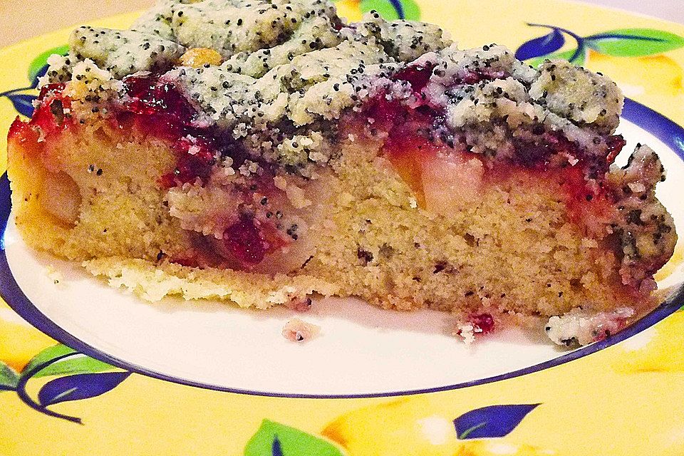 Apfel-Birnen-Kuchen mit Mohnstreusel