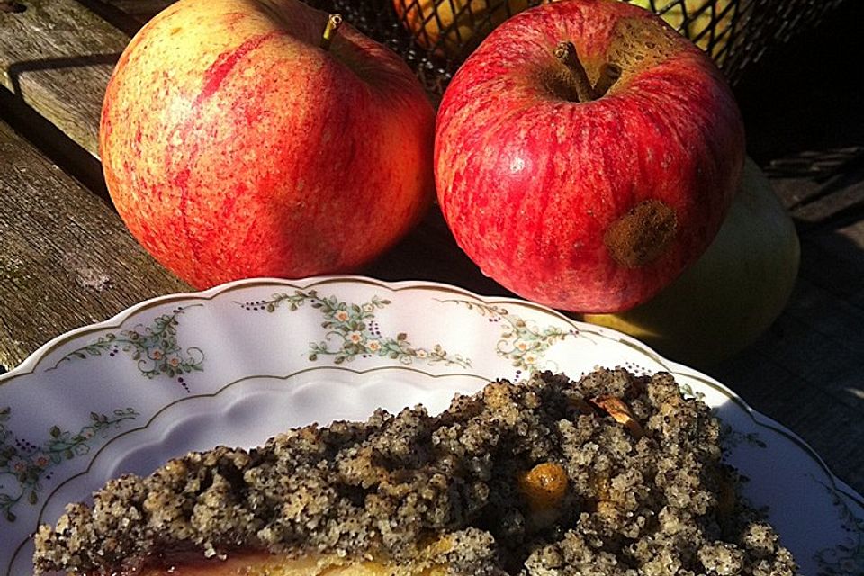 Apfel-Birnen-Kuchen mit Mohnstreusel