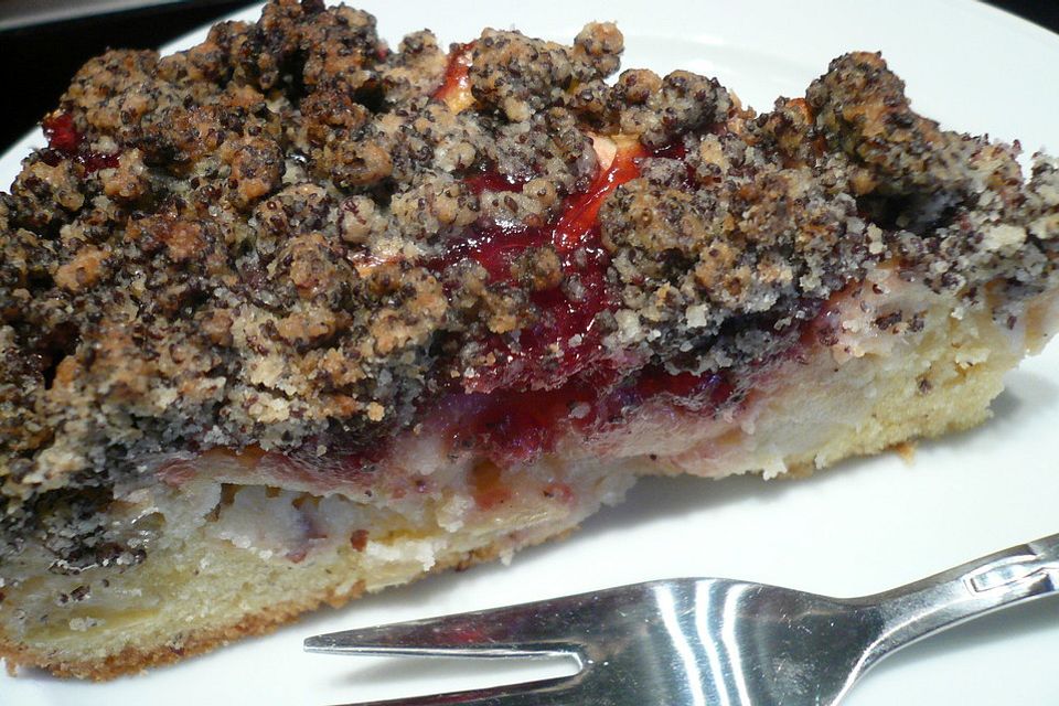 Apfel-Birnen-Kuchen mit Mohnstreusel