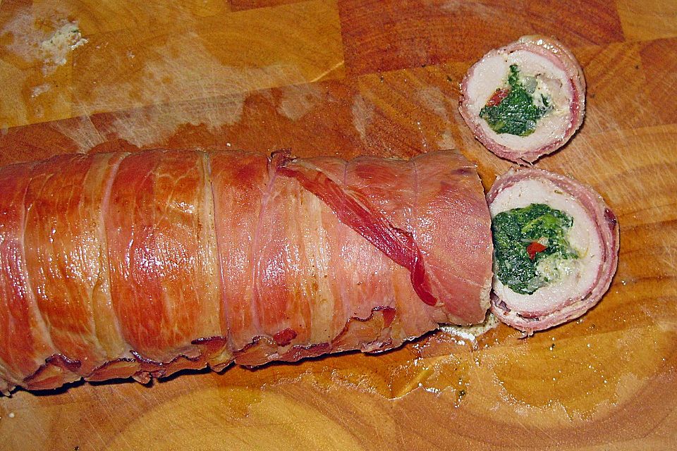 Schweinefilet mit Spinat - Schimmelkäse Füllung