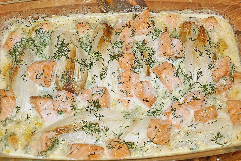 Chicorée-Auflauf mit Lachs