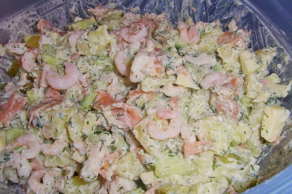 Lachs - Kartoffel - Shrimps Salat