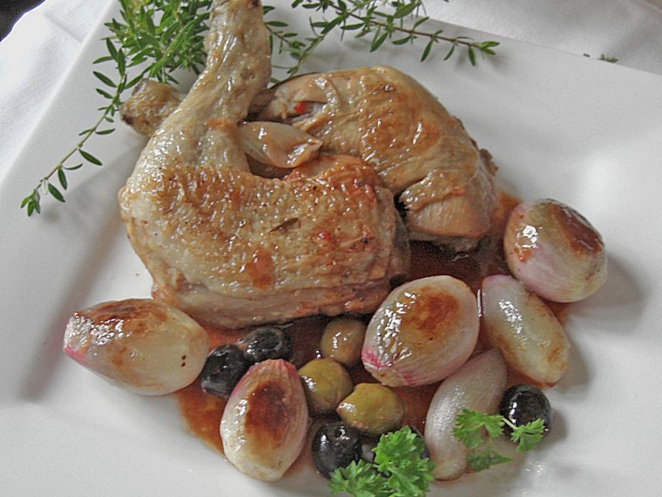 Hühnchen mit Oliven und Zwiebeln von UschiG| Chefkoch