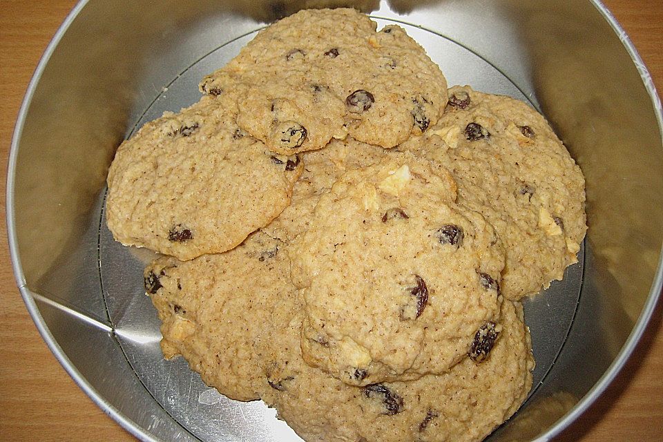 Apfel - Rum - Rosinen Cookies