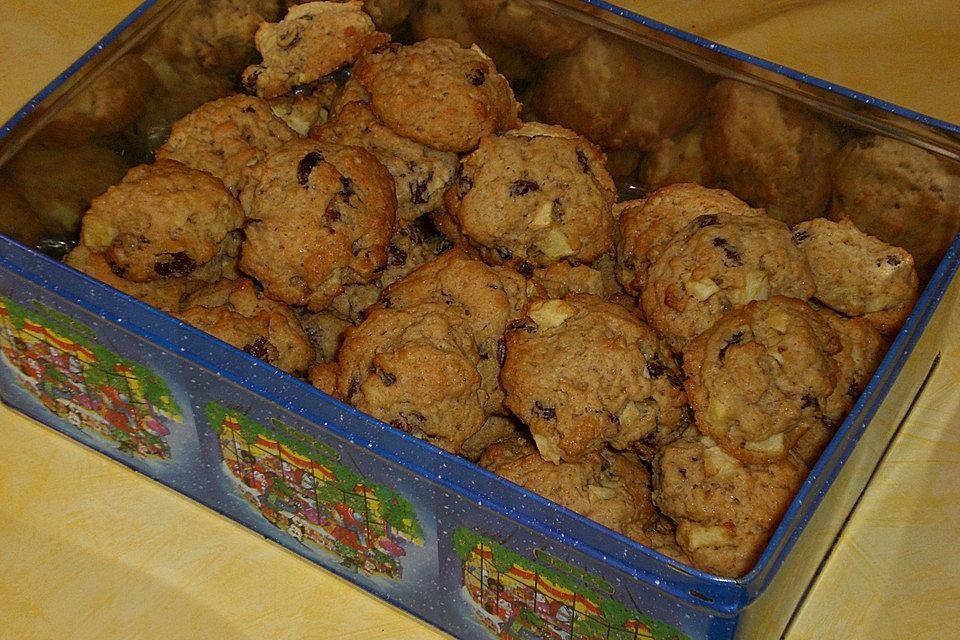 Apfel - Rum - Rosinen Cookies