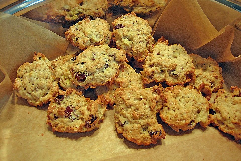 Apfel - Rum - Rosinen Cookies