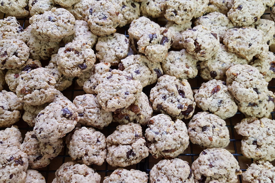 Apfel - Rum - Rosinen Cookies