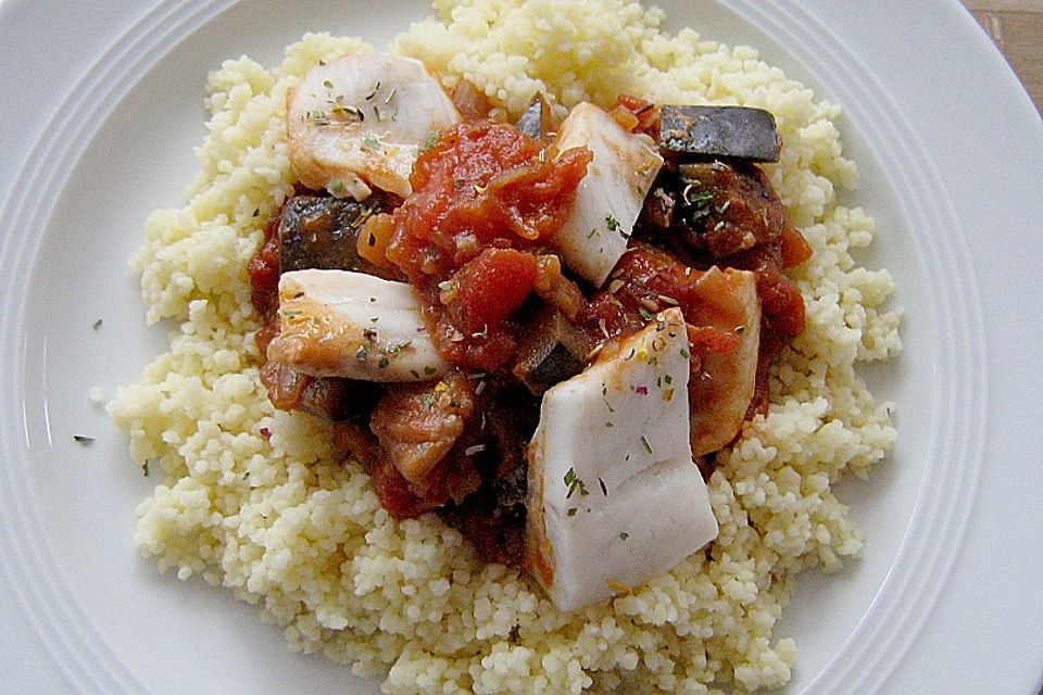 Auberginen - Tomaten - Fisch