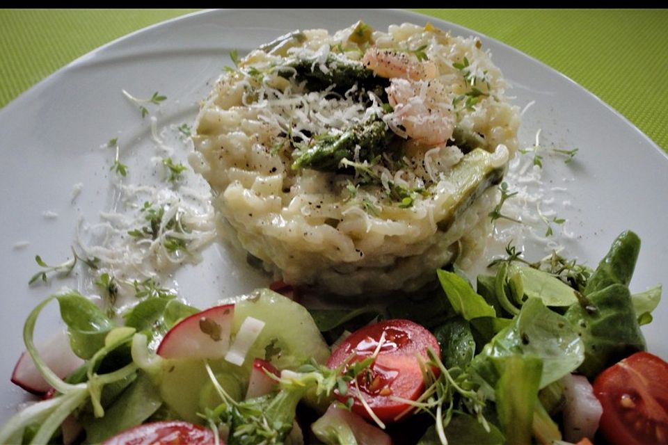 Risotto vom grünen Spargel mit Krabben