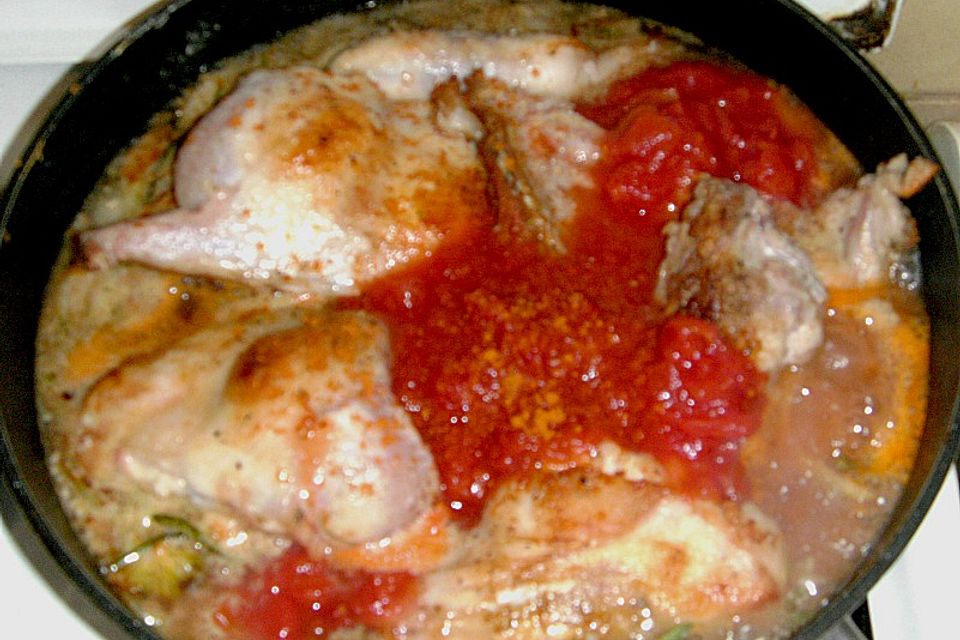 Kaninchen mit Rosmarin in Weißwein Kaninchen mit Rosmarin in Weißwein