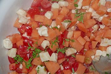 Tomaten - Melonen - Salat mit Ziegenkäse