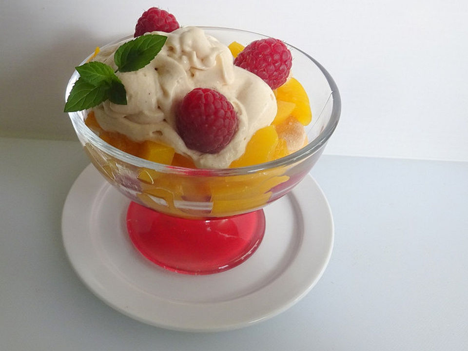 Pfirsich - Himbeer - Joghurt - Dessert von Quakente| Chefkoch
