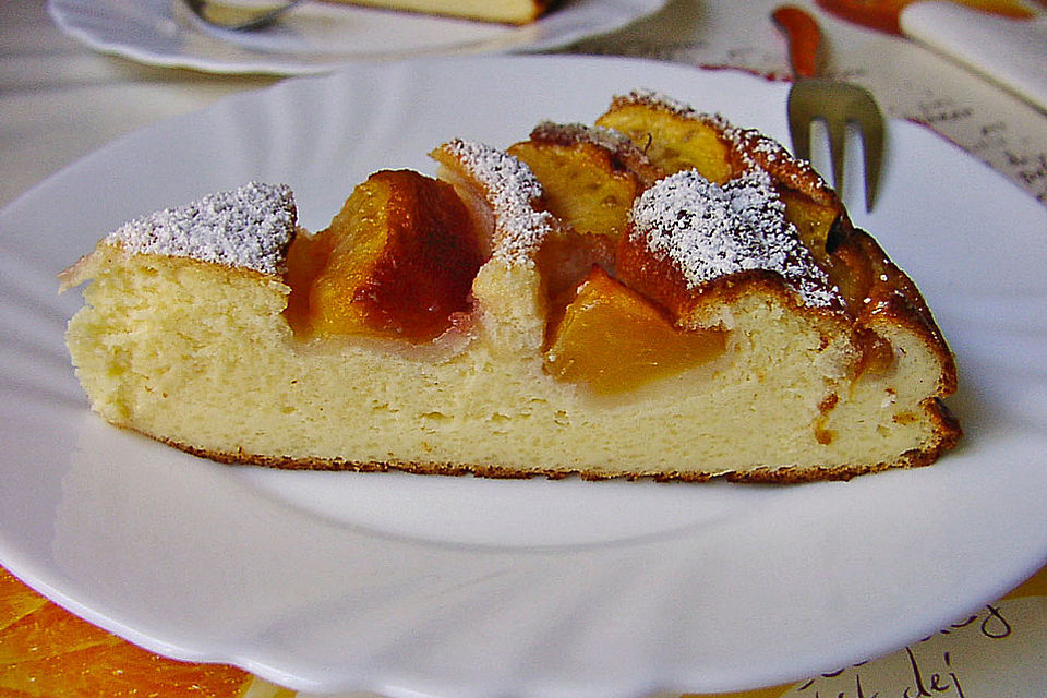 Quarkkuchen mit Pfirsich