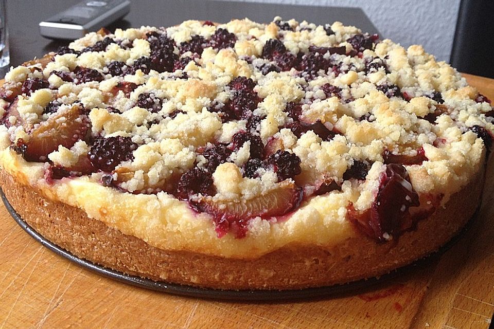 Obst - Pudding - Hefekuchen mit Vanillestreuseln