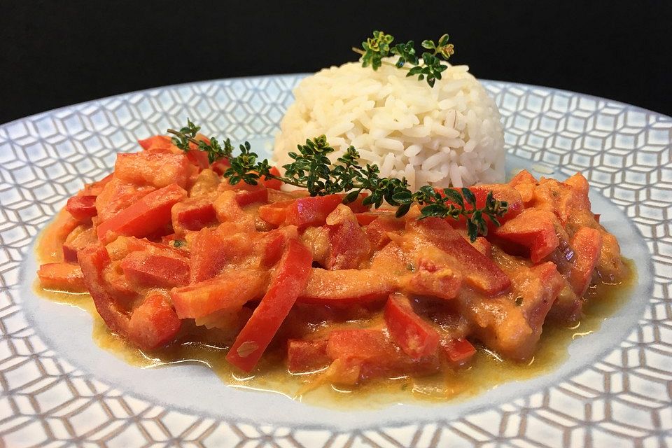 Paprika - Tomaten - Gemüse mit Reis