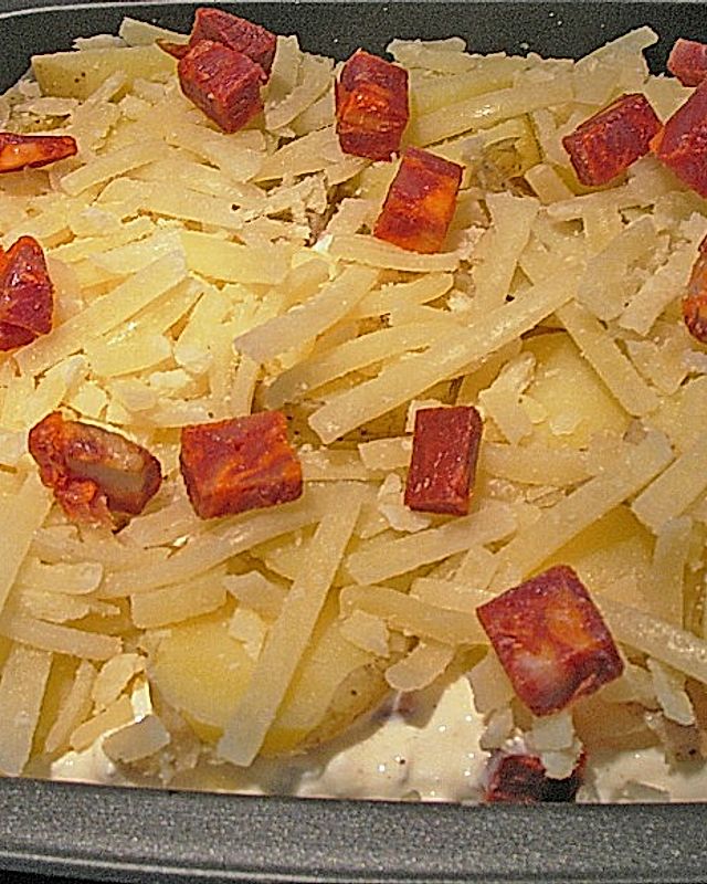 Pikanter Hüttenkäse - Kartoffel - Auflauf