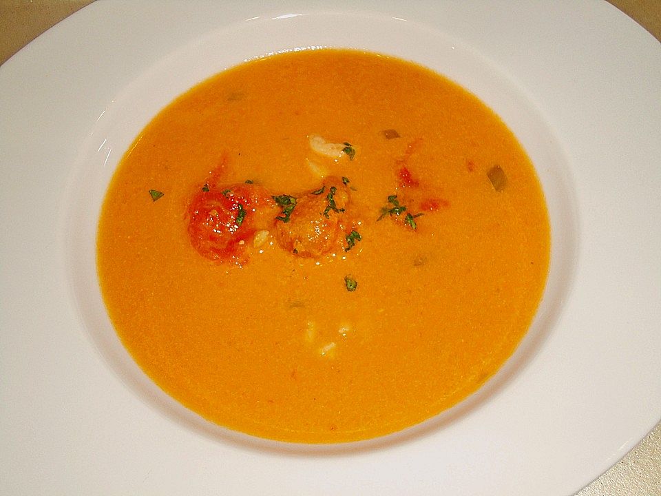 Kokos - Tomaten - Suppe mit Shrimps von molki| Chefkoch