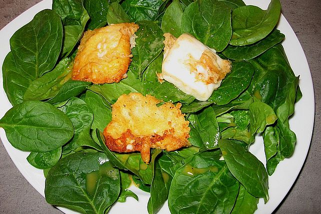 Spinat - Salat mit gebratenem Ziegenkäse von babse| Chefkoch