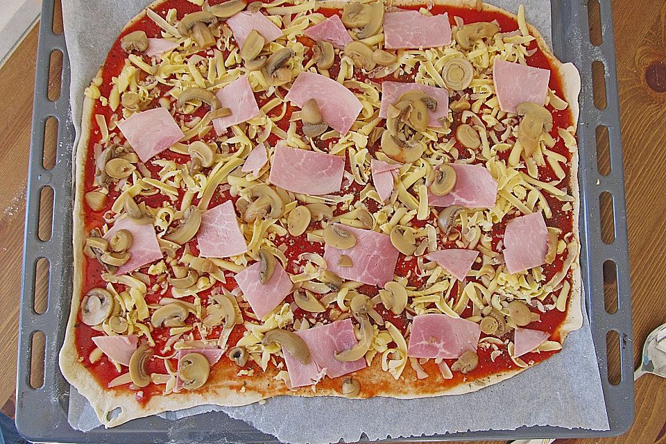 Pizzateig, mit wenig Hefe