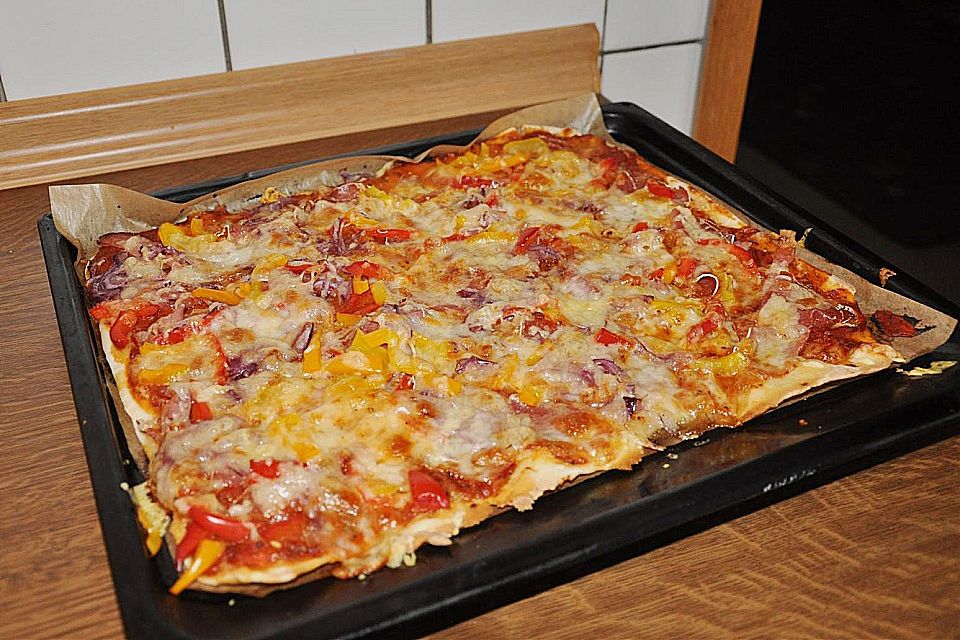 Pizzateig, mit wenig Hefe