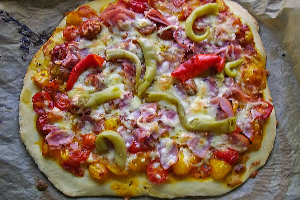 Pizzateig, mit wenig Hefe