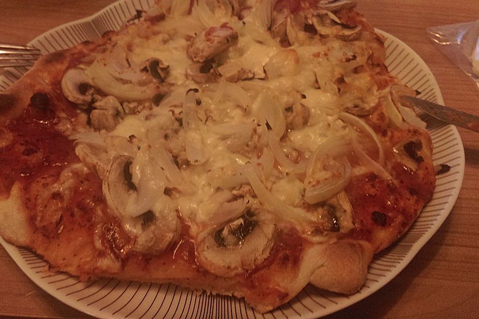 Pizzateig, mit wenig Hefe