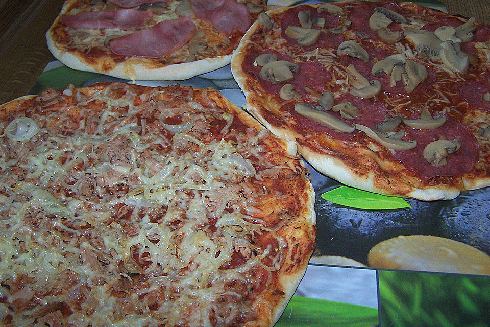 Pizzateig, mit wenig Hefe