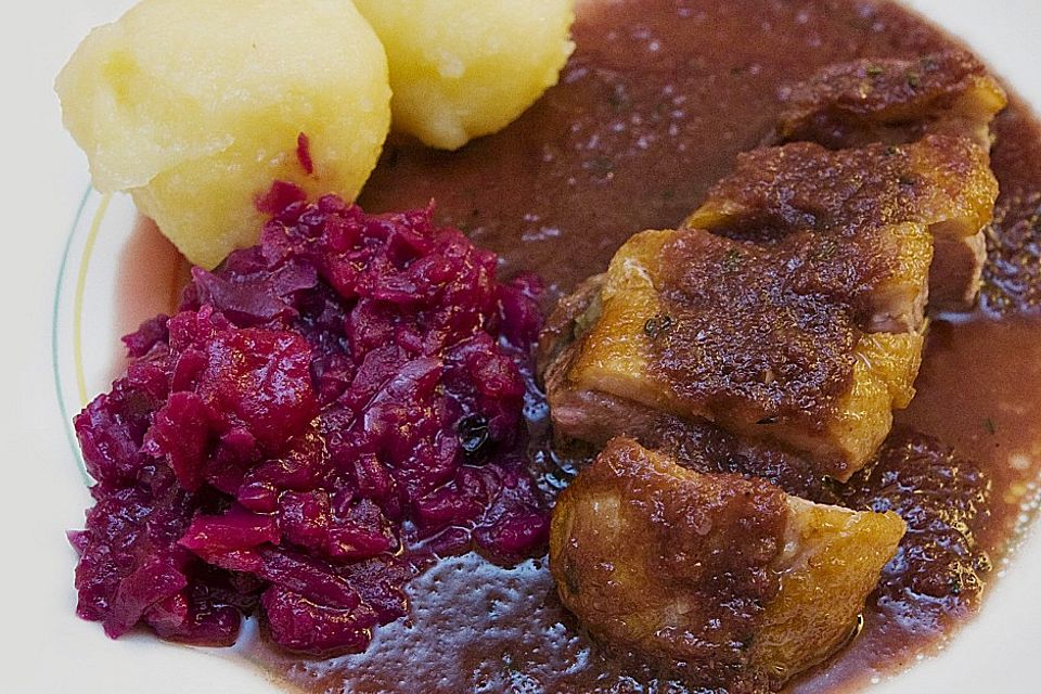 Entenbrust in Rotweinsoße