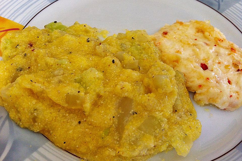 Polenta mit Fenchel,  Brokkoli und getrockneten Tomaten