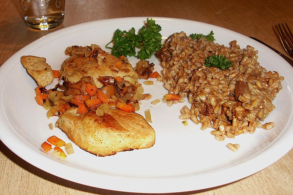 Ebbelwoi Hinkelsche mit Grünkern - Pfifferling - Risotto