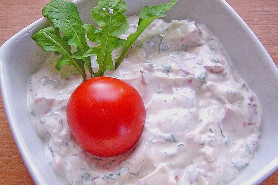 Kartoffeln mit Tomaten - Rucola - Quark