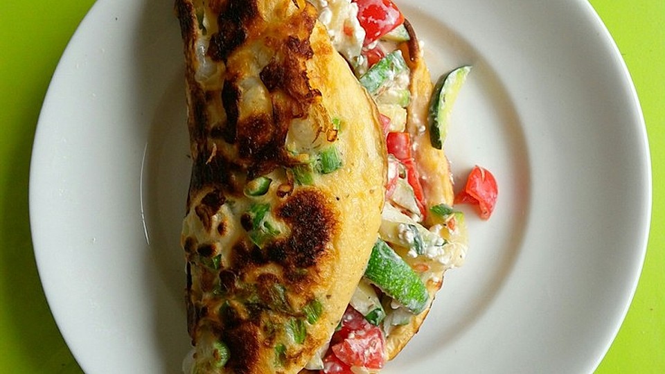 Sommerpfannkuchen mit Zucchini-Knoblauch-Frischkäse-Füllung-image
