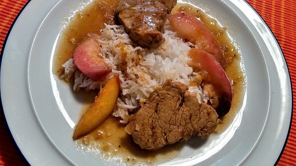 Marinierte Schweinelende mit Pfirsichen von Juliet15| Chefkoch