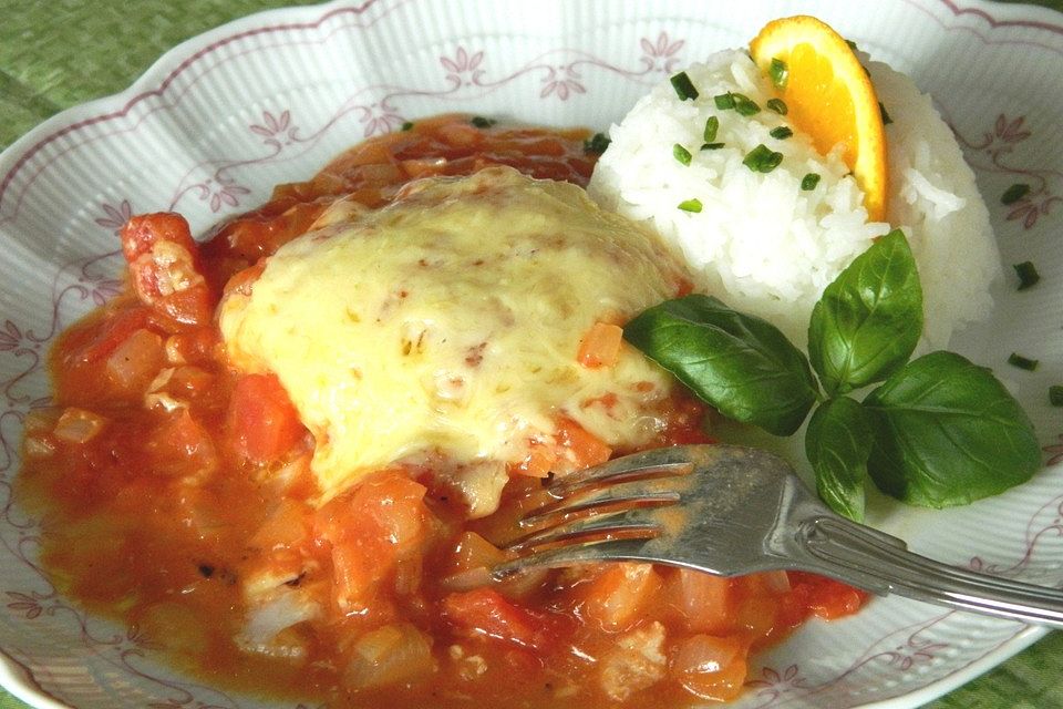 Seelachsfilet mit Tomatensauce