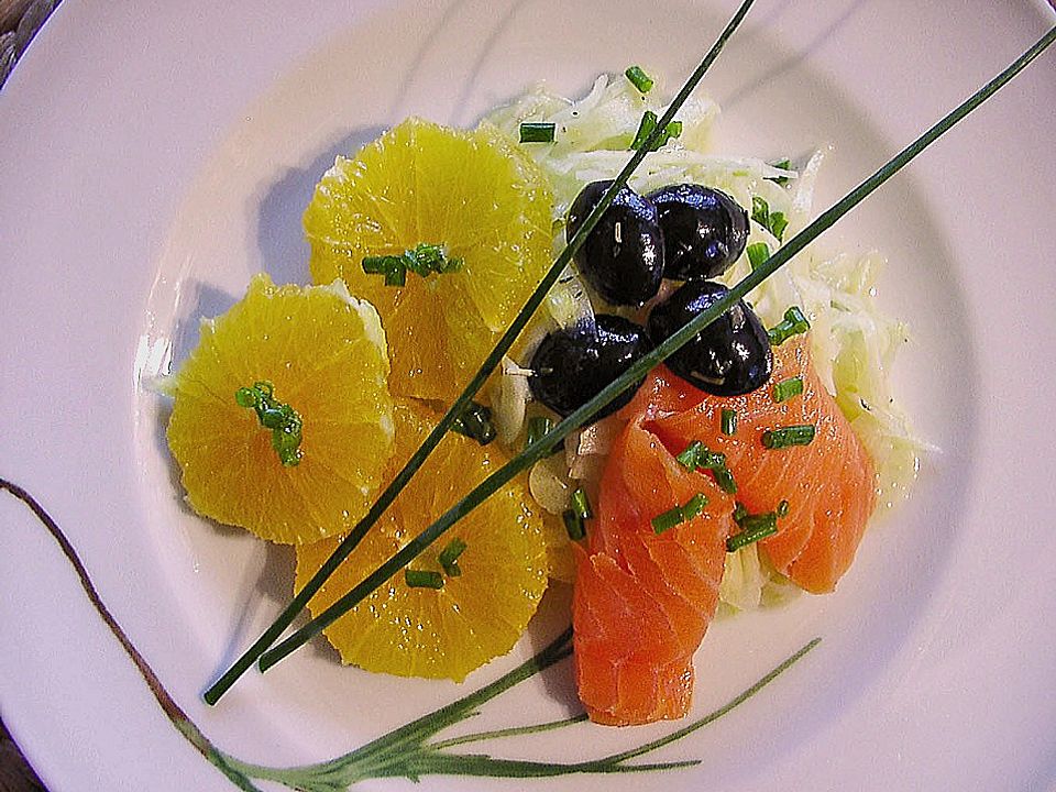 Fenchel - Orangen - Salat mit geräuchertem Lachs von babse | Chefkoch