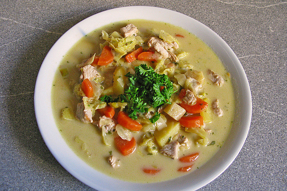 Nudel - Gemüsesuppe mit Pute