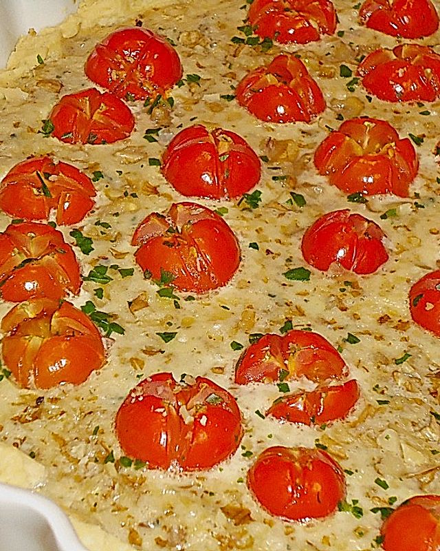 Roquefort - Tomaten - Quiche mit Walnüssen