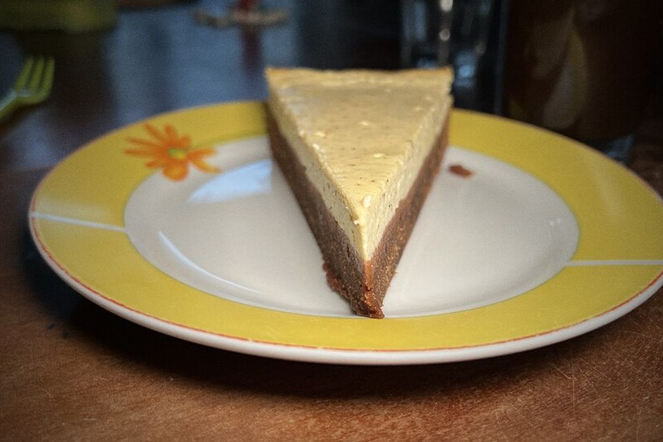 Käsekuchen  mit  Brownie Boden