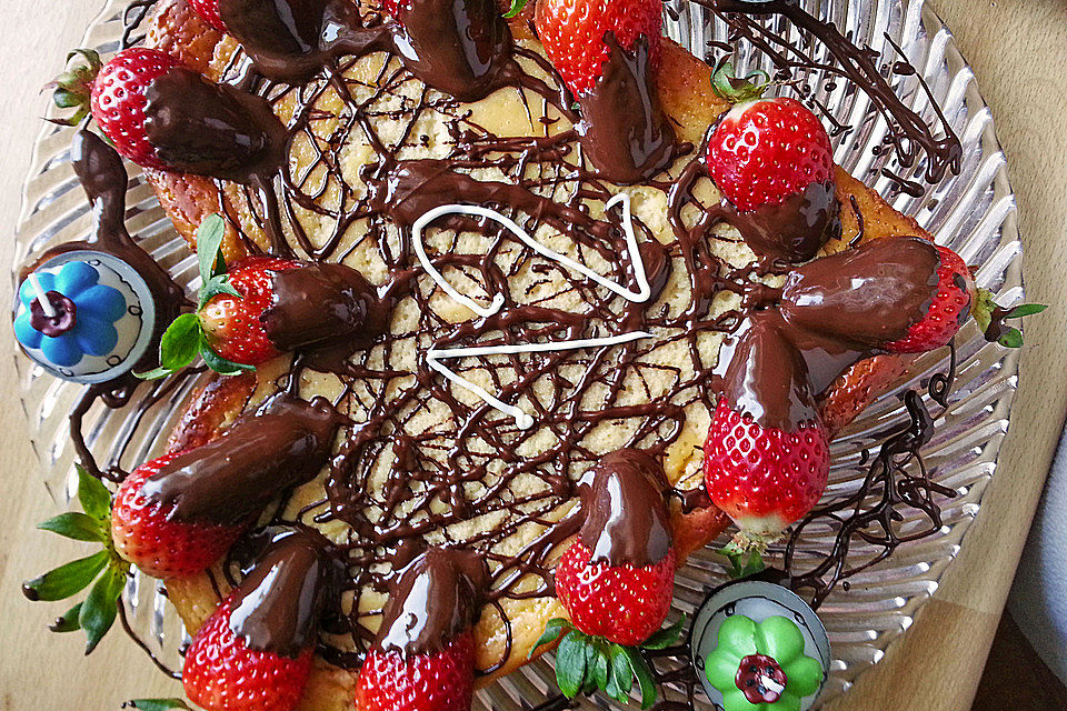 Käsekuchen  mit  Brownie Boden