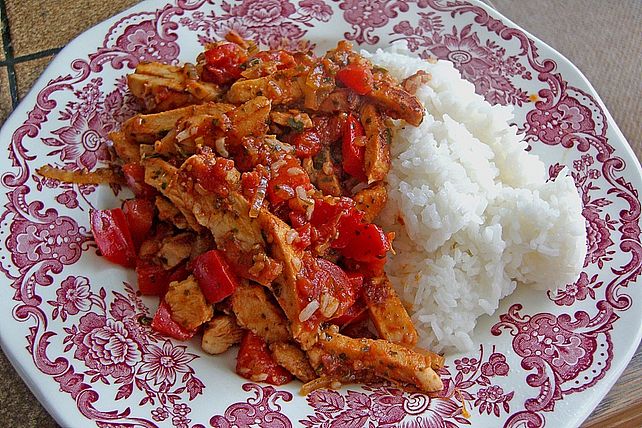 Würziges Hähnchenbrustfilet auf Tomatenreis von Moya86| Chefkoch