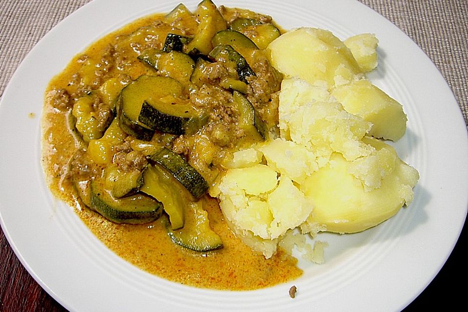 Würzige Zucchini - Hackfleisch - Pfanne