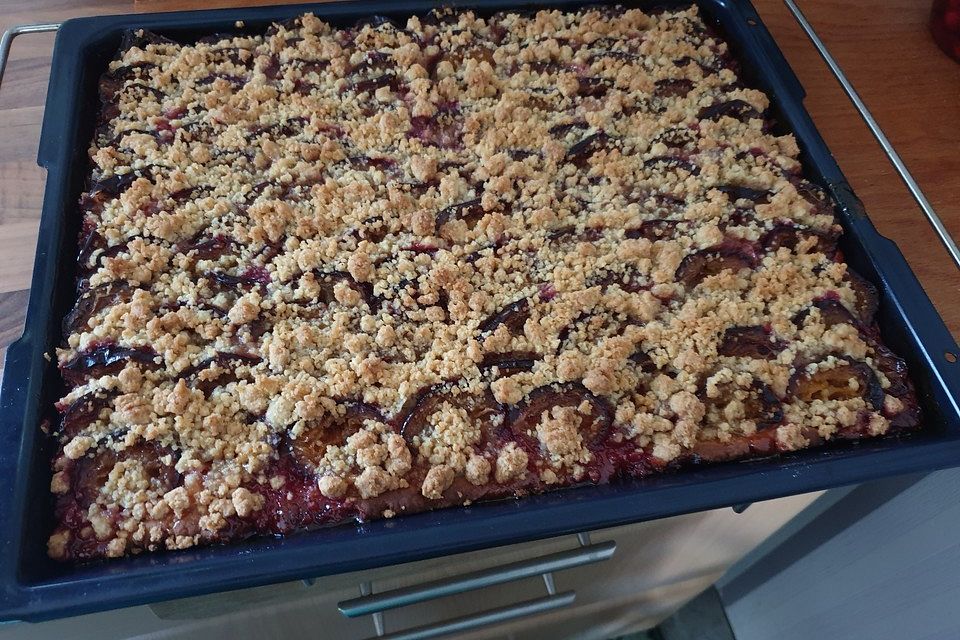 Pflaumenkuchen aus Quarkölteig mit Streuseln