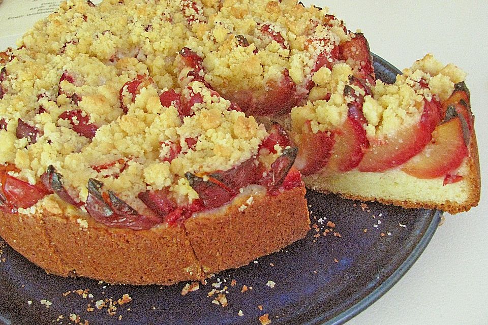 Pflaumenkuchen aus Quarkölteig mit Streuseln