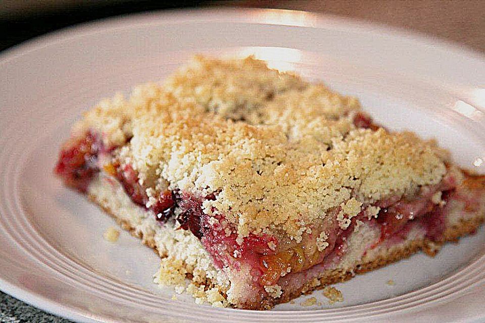 Pflaumenkuchen aus Quarkölteig mit Streuseln