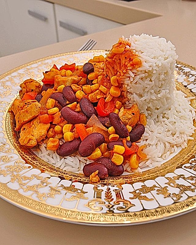 Reispfanne mit  Hühnchen