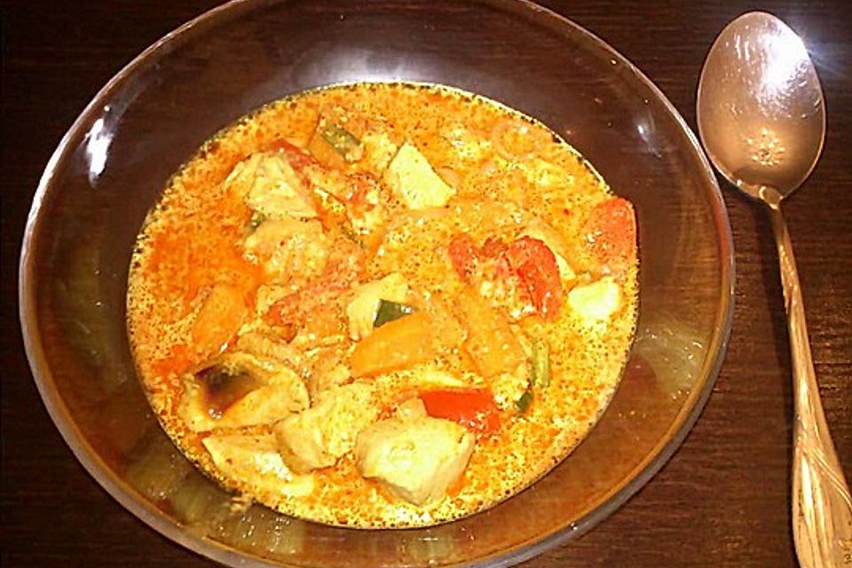 Fruchtig - scharfes, grünes Thai - Curry mit Hähnchen oder Pute