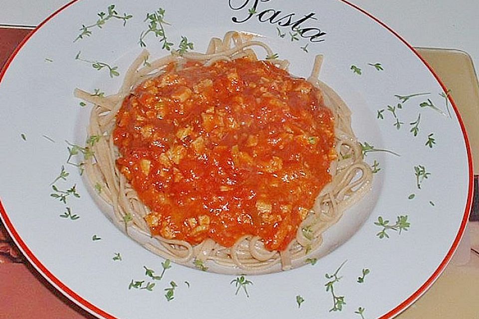 Tofu - Bolognese  mit  Spaghetti